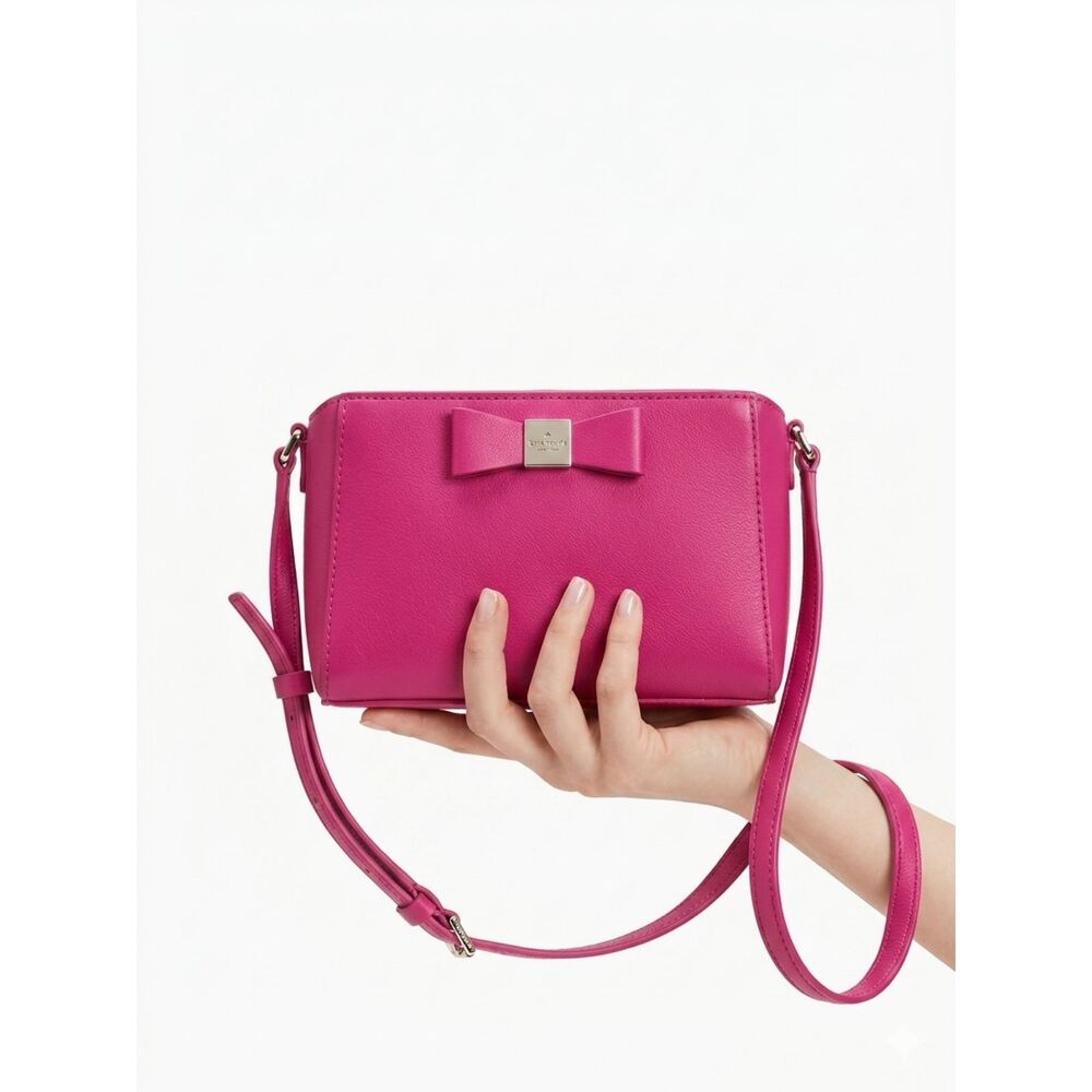 Kate Spade New York Bright Fuchsia Pink Leather Bow Crossbody Bag